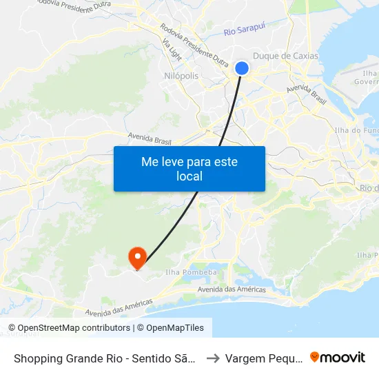 Shopping Grande Rio - Sentido São João to Vargem Pequena map