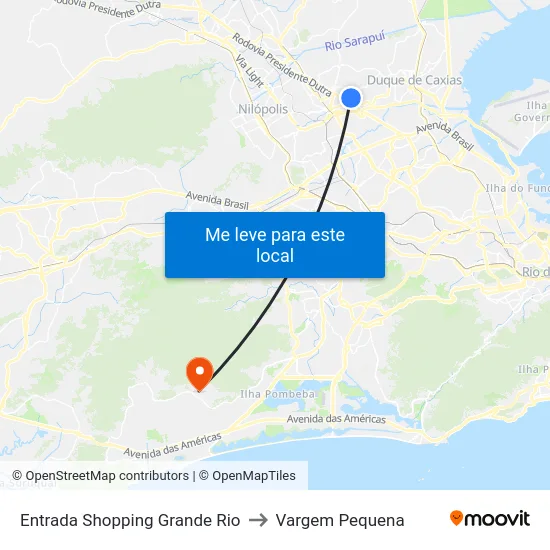 Entrada Shopping Grande Rio to Vargem Pequena map