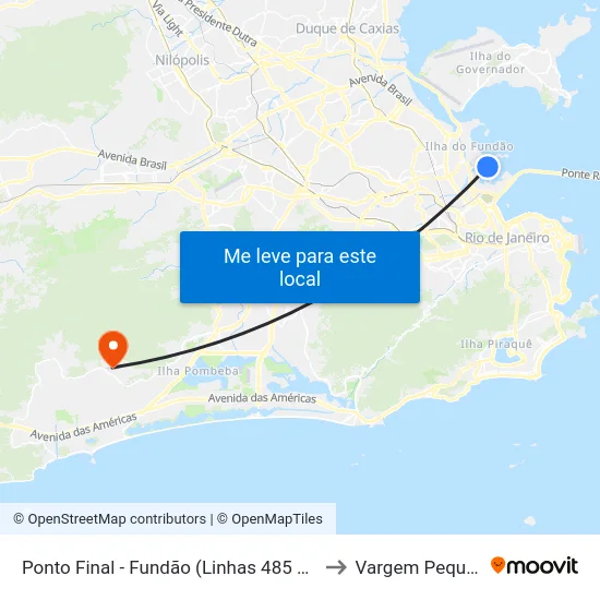 Ponto Final - Fundão (Linhas 485 E 486) to Vargem Pequena map