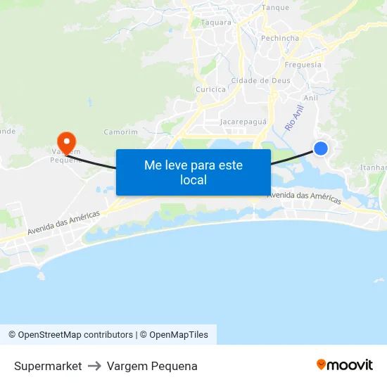 Supermarket to Vargem Pequena map