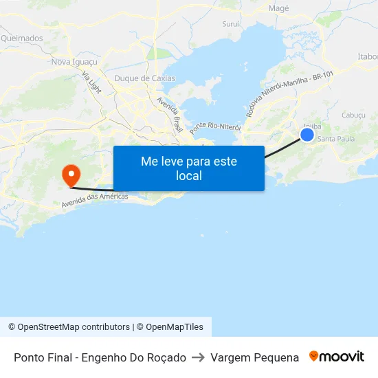 Ponto Final - Engenho Do Roçado to Vargem Pequena map