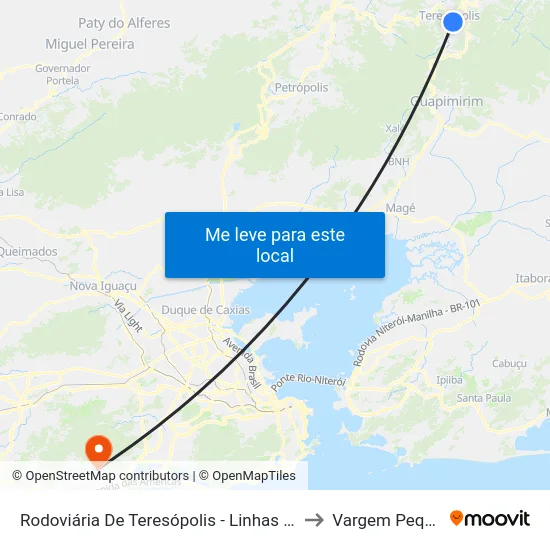 Rodoviária De Teresópolis - Linhas Urbanas to Vargem Pequena map