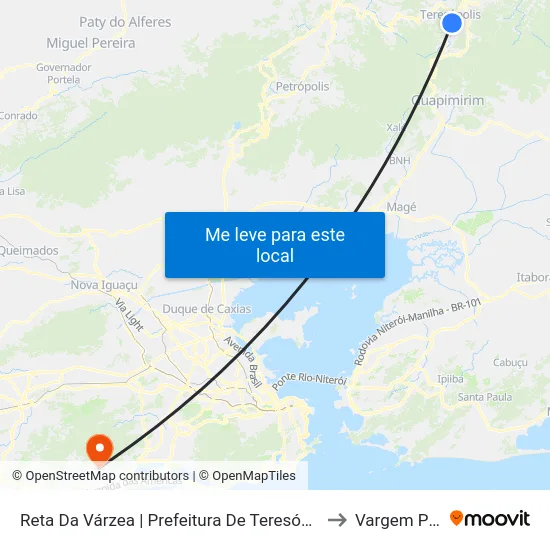 Reta Da Várzea | Prefeitura De Teresópolis (Sentido Centro) to Vargem Pequena map