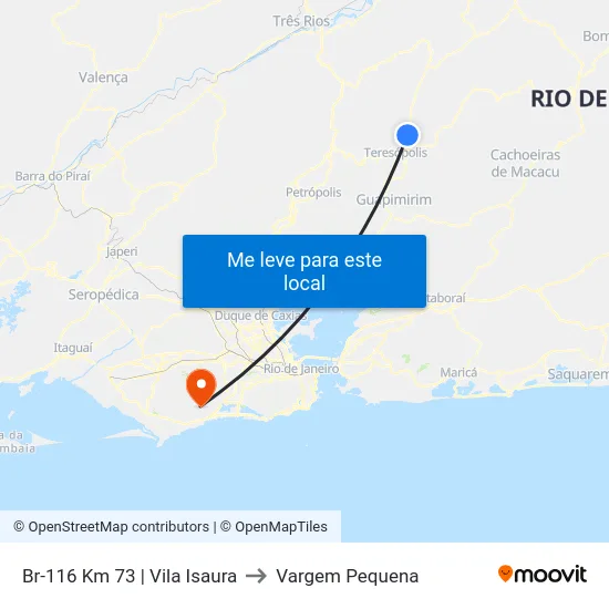 Br-116 Km 73 | Vila Isaura to Vargem Pequena map