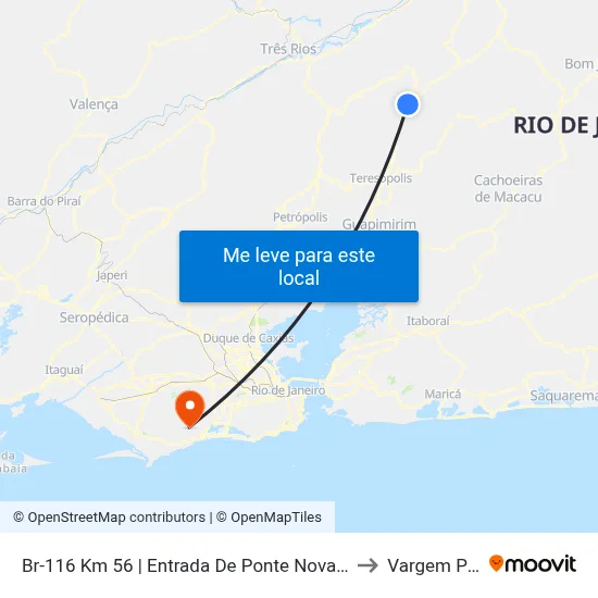 Br-116 Km 56 | Entrada De Ponte Nova (Sentido Teresópolis) to Vargem Pequena map