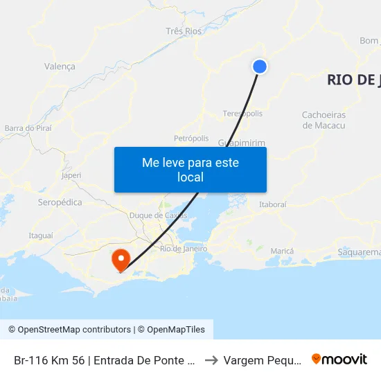 Br-116 Km 56 | Entrada De Ponte Nova to Vargem Pequena map