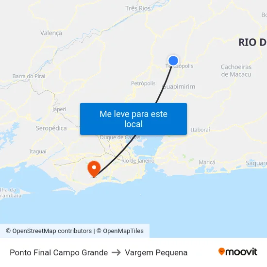 Ponto Final Campo Grande to Vargem Pequena map