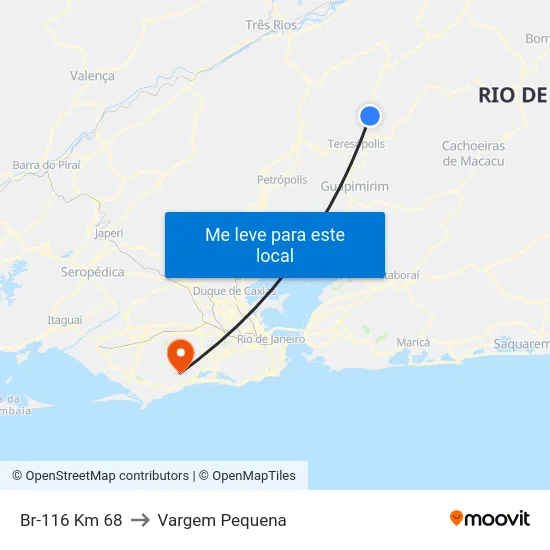 Br-116 Km 68 to Vargem Pequena map