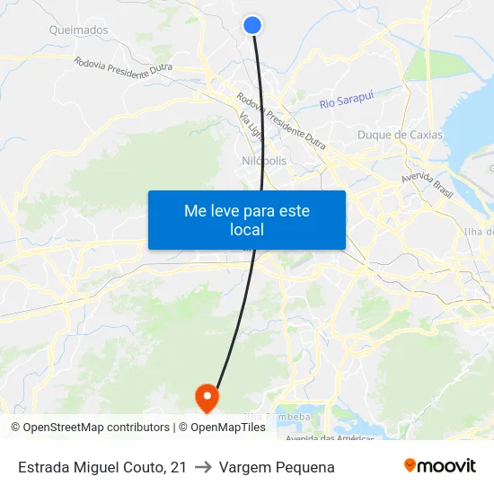 Estrada Miguel Couto, 21 to Vargem Pequena map