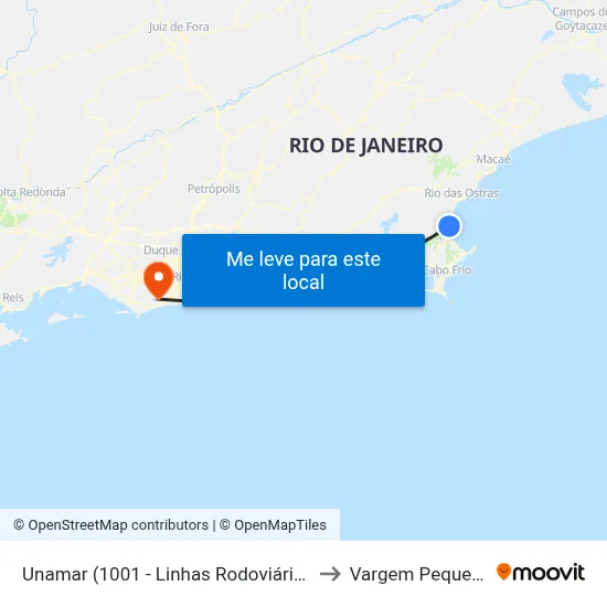 Unamar (1001 - Linhas Rodoviárias) to Vargem Pequena map