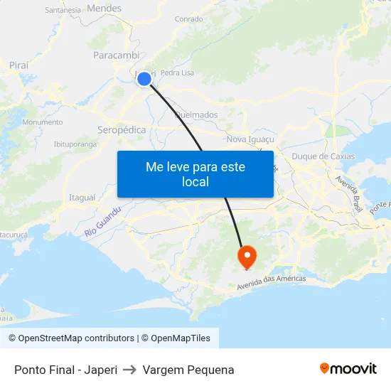 Ponto Final - Japeri to Vargem Pequena map