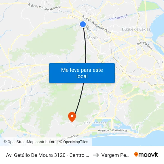 Av. Getúlio De Moura 3120 - Centro Nova Iguaçu to Vargem Pequena map