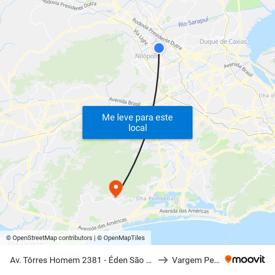 Av. Tôrres Homem 2381 - Éden São João De Meriti to Vargem Pequena map