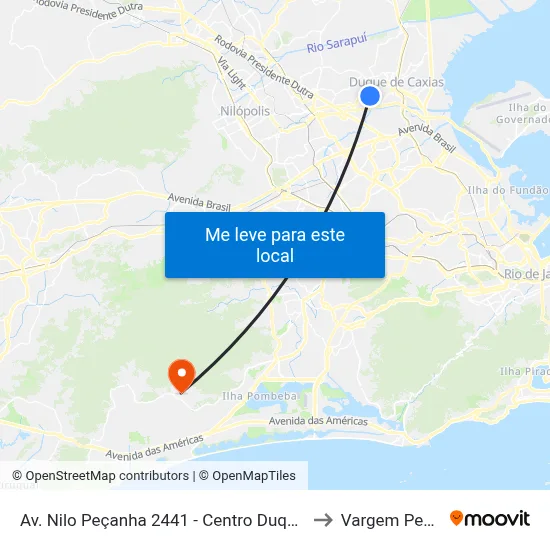 Av. Nilo Peçanha 2441 - Centro Duque De Caxias to Vargem Pequena map