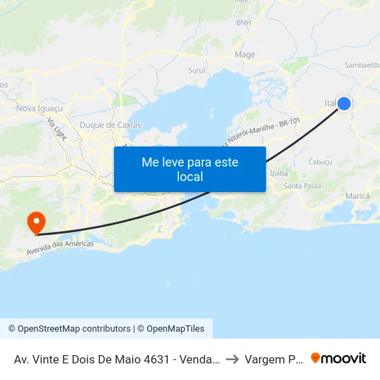 Av. Vinte E Dois De Maio 4631 - Venda Das Pedras Itaboraí to Vargem Pequena map