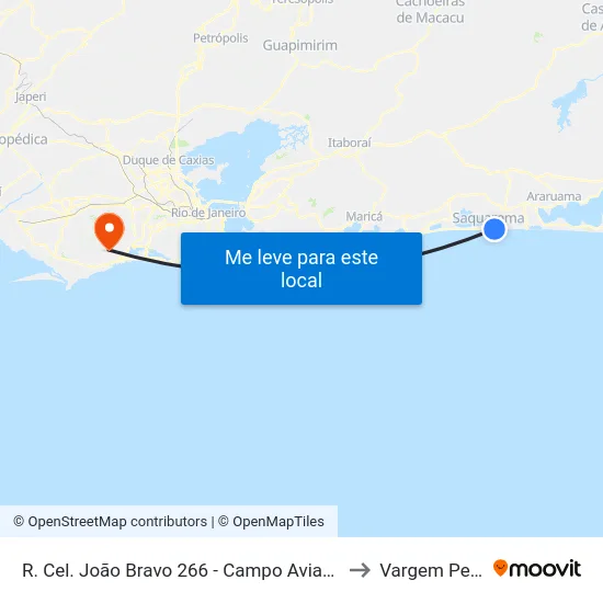 R. Cel. João Bravo 266 - Campo Aviacao Saquarema to Vargem Pequena map