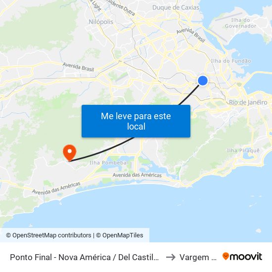 Ponto Final - Nova América / Del Castilho (Linhas Para Barra E Jpa) to Vargem Pequena map