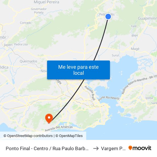 Ponto Final - Centro / Rua Paulo Barbosa (Linhas Petro Ita) to Vargem Pequena map