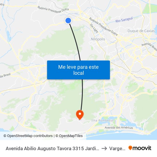 Avenida Abilio Augusto Tavora 3315 Jardim Alvorada Nova Iguaçu - Rio De Janeiro 26265 Brasil to Vargem Pequena map