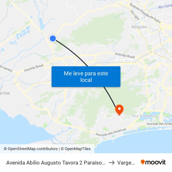 Avenida Abilio Augusto Tavora 2 Paraíso Nova Iguaçu - Rio De Janeiro 26298 Brasil to Vargem Pequena map