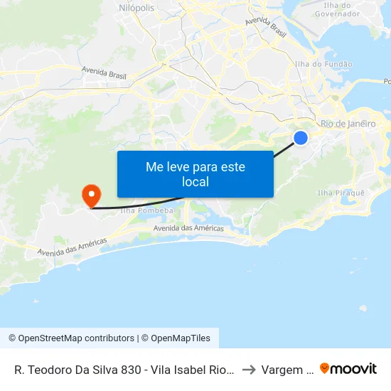 R. Teodoro Da Silva 830 - Vila Isabel Rio De Janeiro - Rj 20560-025 Brasil to Vargem Pequena map