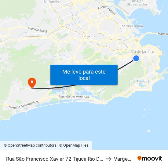 Rua São Francisco Xavier 72 Tijuca Rio De Janeiro - Rio De Janeiro 20550 Brasil to Vargem Pequena map