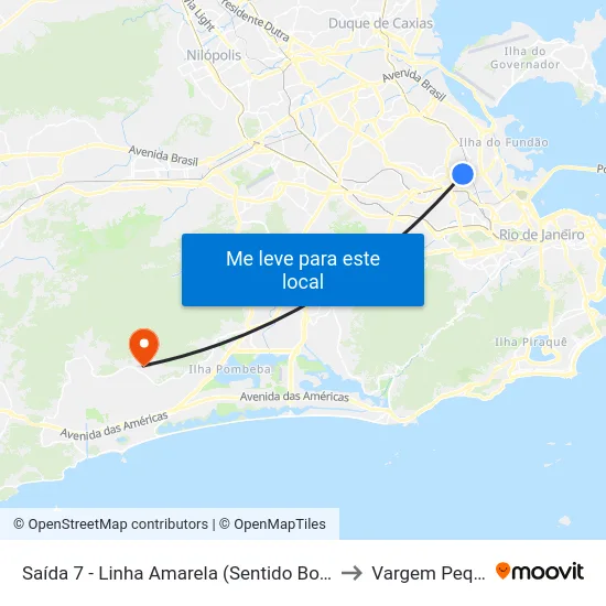 Saída 7 - Linha Amarela (Sentido Bonsucesso) to Vargem Pequena map