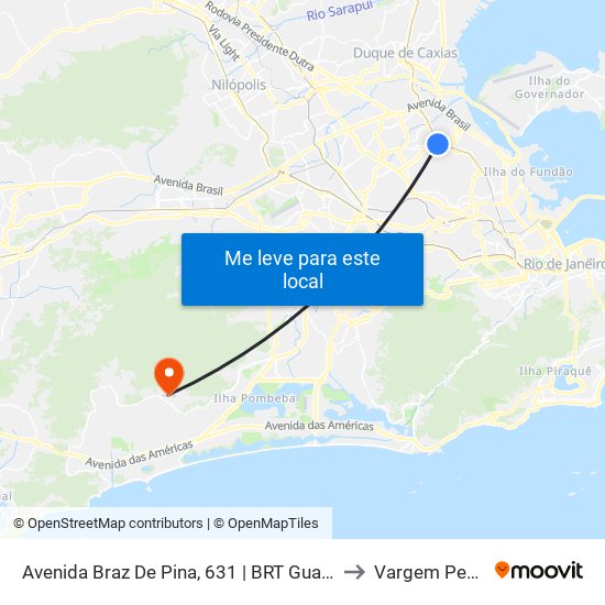 Avenida Braz De Pina, 631 | BRT Guaporé (Volta) to Vargem Pequena map