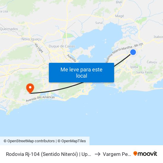 Rodovia Rj-104 (Sentido Niterói) | Upa De Santa Luzia to Vargem Pequena map