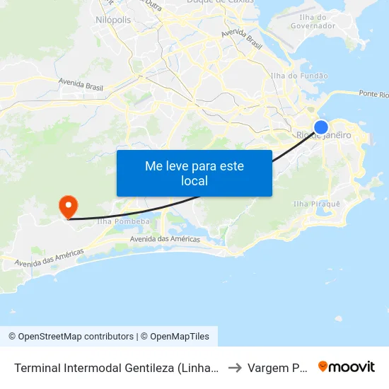 Terminal Intermodal Gentileza (Linhas Intermunicipais) to Vargem Pequena map
