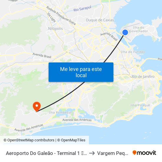 Aeroporto Do Galeão - Terminal 1 ✈ (Volta) to Vargem Pequena map
