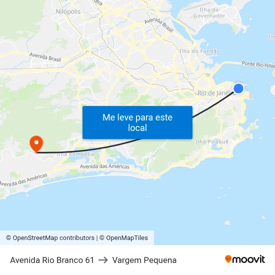 Avenida Rio Branco 61 to Vargem Pequena map