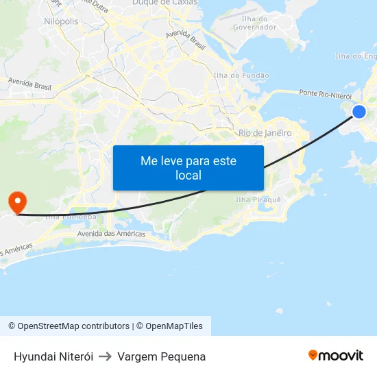 Hyundai Niterói to Vargem Pequena map