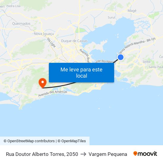 Rua Doutor Alberto Torres, 2050 to Vargem Pequena map