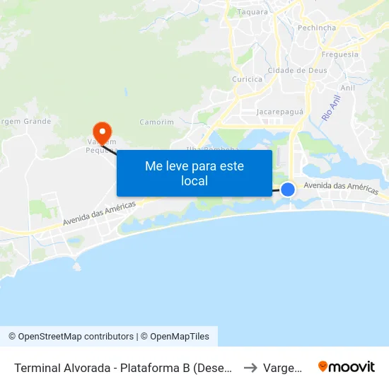 Terminal Alvorada - Plataforma B (Desembarque Transcarioca/Transolímpica) to Vargem Pequena map