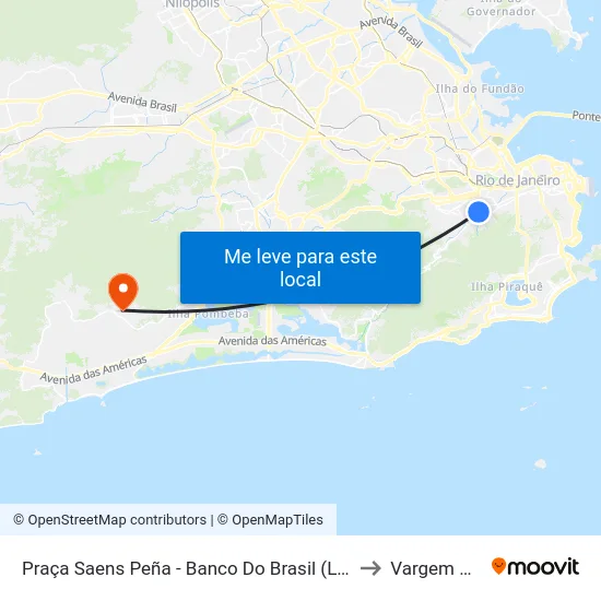 Praça Saens Peña - Banco Do Brasil (Linhas Para Rua Pareto) to Vargem Pequena map