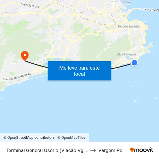 Terminal General Osório (Viação Vg - 485 E 486) to Vargem Pequena map