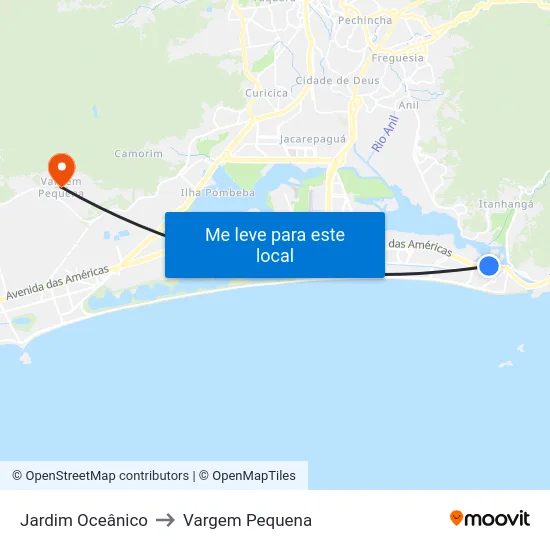 Jardim Oceânico to Vargem Pequena map
