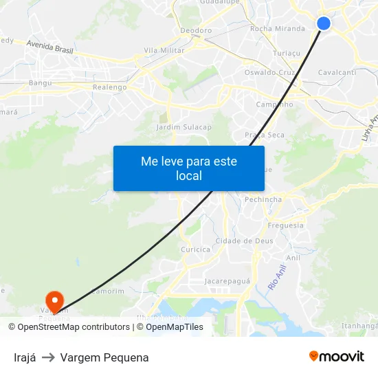 Irajá to Vargem Pequena map