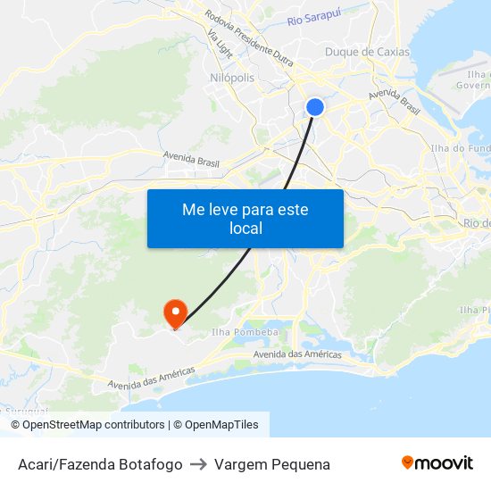 Acari/Fazenda Botafogo to Vargem Pequena map