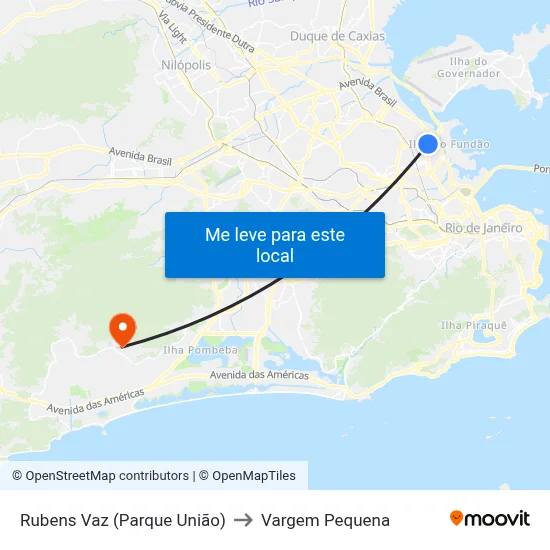 Rubens Vaz (Parque União) to Vargem Pequena map