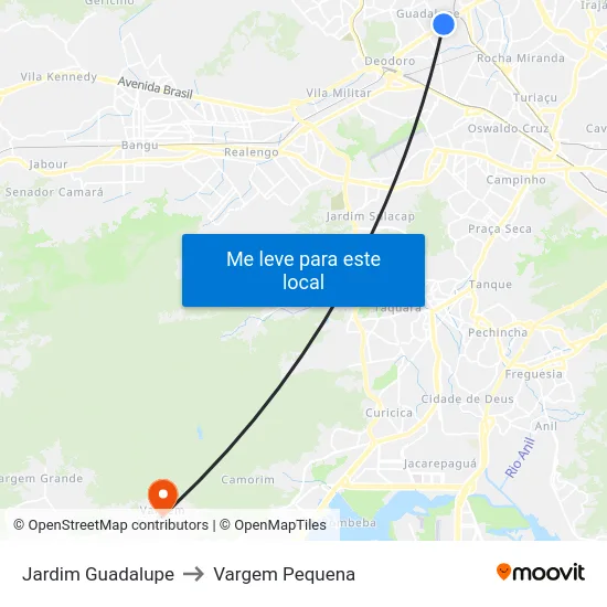 Jardim Guadalupe to Vargem Pequena map