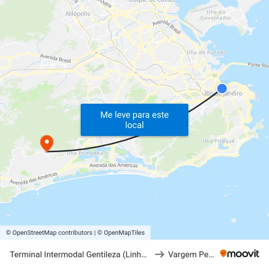 Terminal Intermodal Gentileza (Linhas Municipais) to Vargem Pequena map
