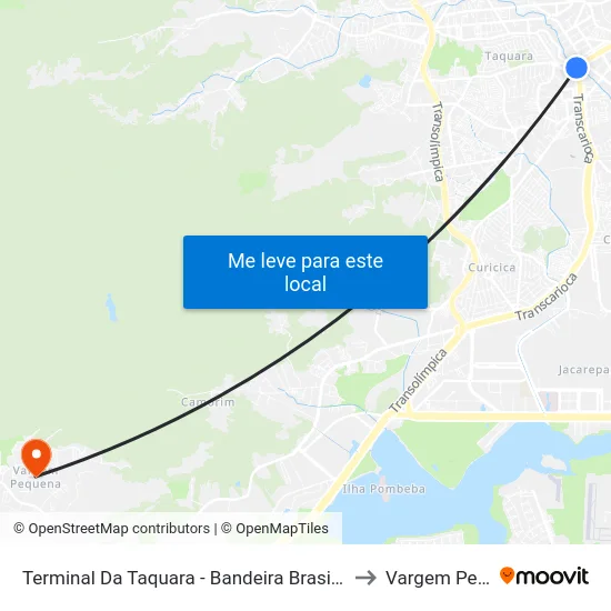 Terminal Da Taquara - Bandeira Brasil (Plataforma A) to Vargem Pequena map
