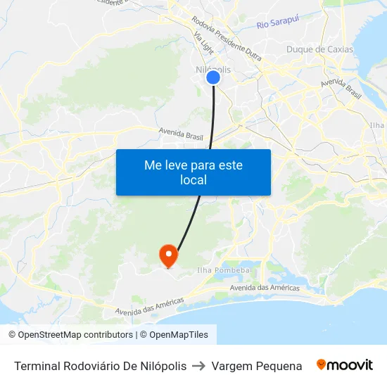 Terminal Rodoviário De Nilópolis to Vargem Pequena map