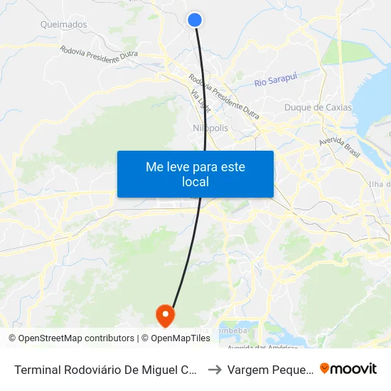 Terminal Rodoviário De Miguel Couto to Vargem Pequena map