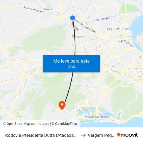 Rodovia Presidente Dutra (Atacadão/Granfino) to Vargem Pequena map