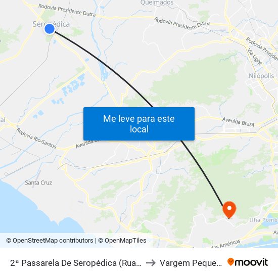 2ª Passarela De Seropédica (Rua 7) to Vargem Pequena map