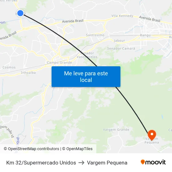 Km 32/Supermercado Unidos to Vargem Pequena map