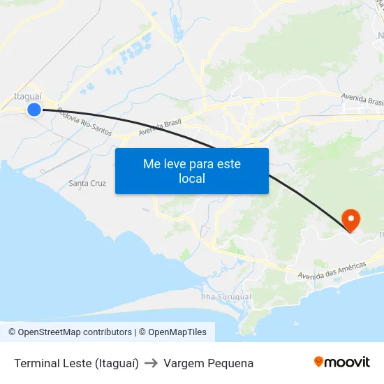 Terminal Leste (Itaguaí) to Vargem Pequena map